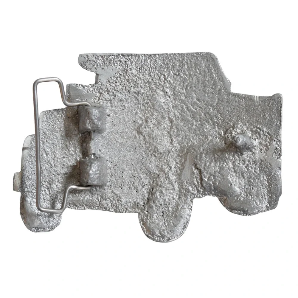 Vintage Custom Cast Aluminum Dump Truck Belt Buckle Construction Trucker 3.5